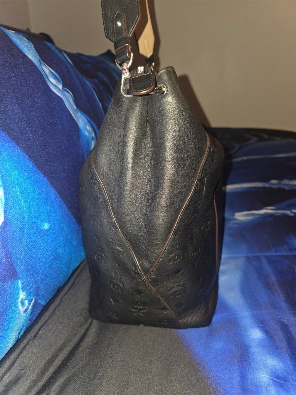 MCM Black Embossed Leather Shoulder Bag - Picture 11 of 11